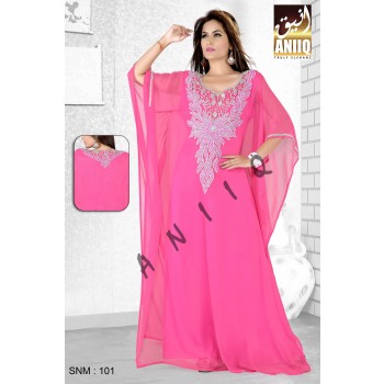 pink  embroidered  faux georgette  farasha