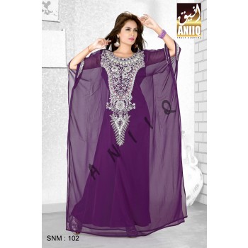 purple  embroidered  faux georgette  farasha