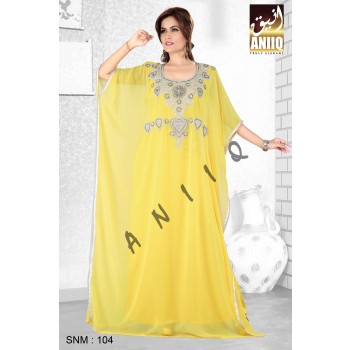 Yellow  Embroidered  Faux Georgette  Farasha