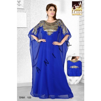  Royal Blue   Embroidered   Faux Georgette   Farasha