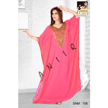 Pink   Embroidered   Faux Georgette   Farasha