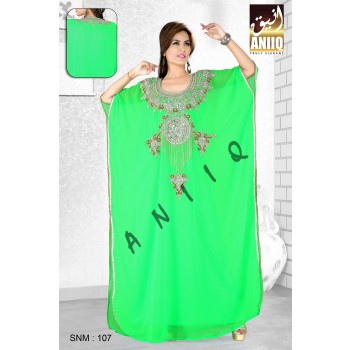 Parrot Green   Embroidered   Faux Georgette   Farasha