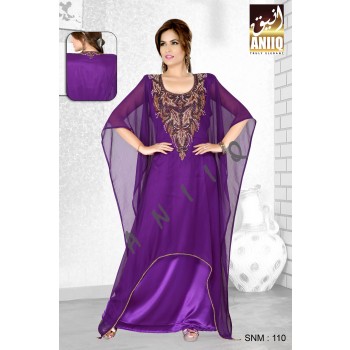 Purple   Embroidered   Faux Georgette   Farasha