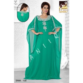 Green   Embroidered   Faux Georgette   Farasha