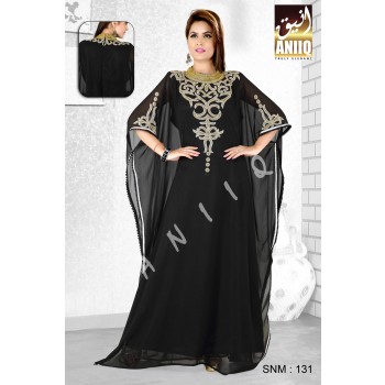 Black   Embroidered   Faux Georgette   Farasha