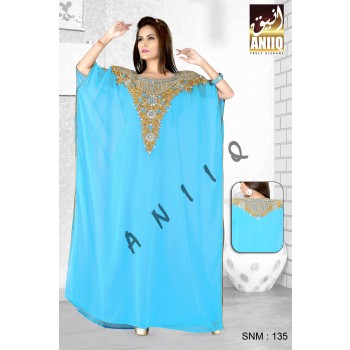 Sky Blue   Embroidered   Faux Georgette   Farasha