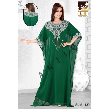 Bottle Green   Embroidered   Faux Georgette   Farasha