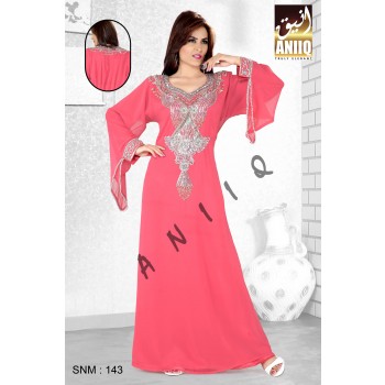 Fuchsia Pink   Embroidered   Faux Georgette   Kurti