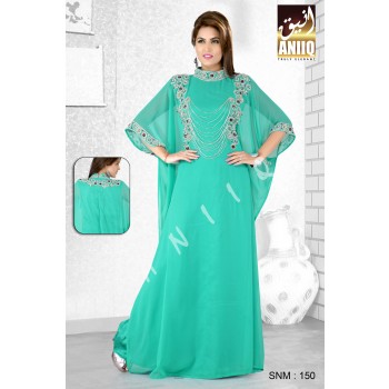 Sea Green   Embroidered   Faux Georgette   Farasha