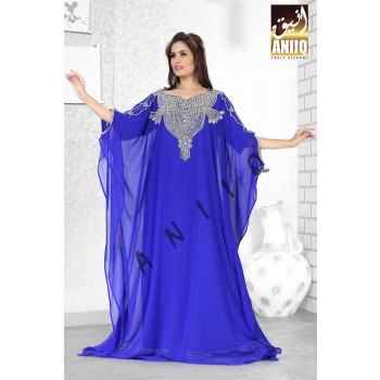 Royal Blue   Embroidered   Faux Georgette   Farasha