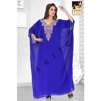 Royal Blue   Embroidered   Faux Georgette   Farasha