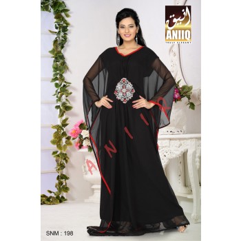 Black   Embroidered   Faux Georgette   Farasha