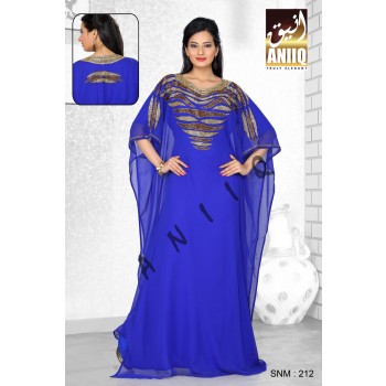 Royal Blue   Embroidered   Faux Georgette   Farasha