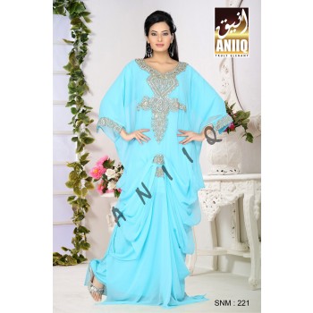 Sky Blue   Embroidered   Faux Georgette   Farasha