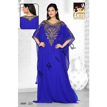 Royal Blue   Embroidered   Faux Georgette   Farasha