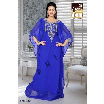 Royal Blue   Embroidered   Faux Georgette   Farasha