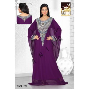 Purple   Embroidered   Faux Georgette   Farasha