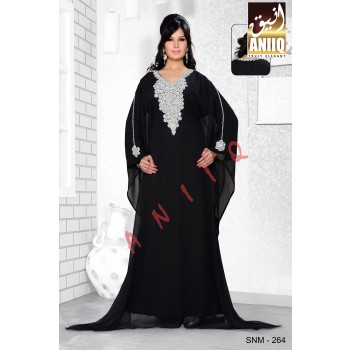 Black   Embroidered   Faux Georgette   Farasha