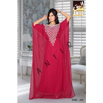 Burgundy   Embroidered   Faux Georgette   Farasha