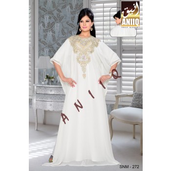 Off White   Embroidered   Faux Georgette   Farasha