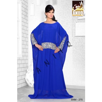 Royal Blue   Embroidered   Faux Georgette   Farasha