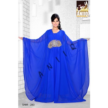 Royal Blue   Embroidered   Faux Georgette   Farasha