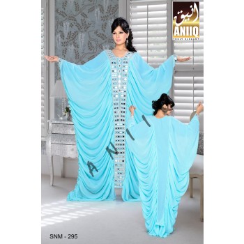 Sky Blue   Embroidered   Faux Georgette   Farasha