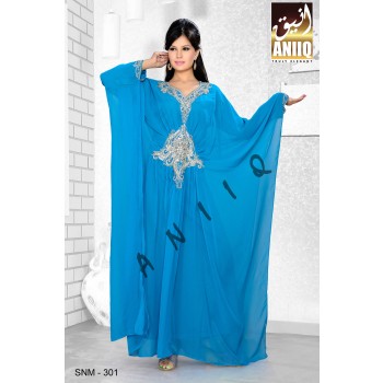 Blue  Embroidered  Faux Georgette  Farasha