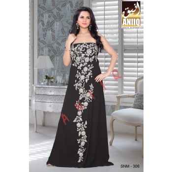 Black  Embroidered  Faux Georgette  Fustan