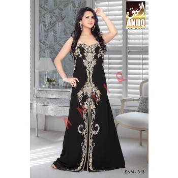 Black  Embroidered  Faux Georgette  Fustan