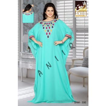 Sea Green  Embroidered  Faux Georgette  Farasha