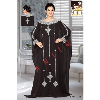 Black  Embroidered  Faux Georgette  Farasha