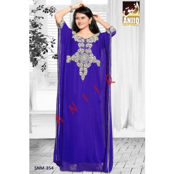 Royal Blue  Embroidered  Faux Georgette  Farasha