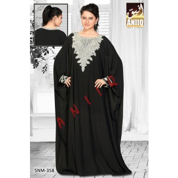 Black  Embroidered  Faux Georgette  Farasha