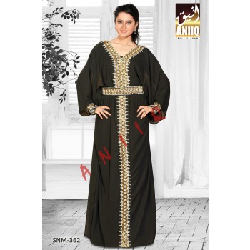 Black  Embroidered  Faux Georgette  Farasha