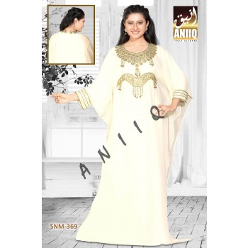 Off White  Embroidered  Faux Georgette  Farasha