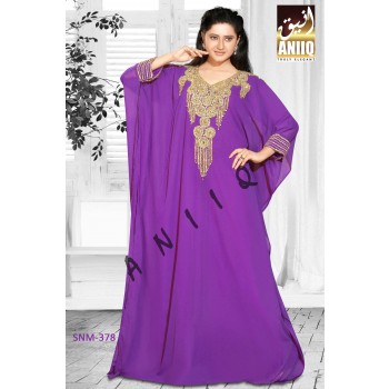 Purple  Embroidered  Faux Georgette  Farasha