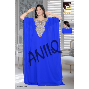 Royal Blue  Embroidered  Faux Georgette  Farasha