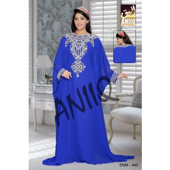 Royal Blue   Embroidered   Faux Georgette   Farasha