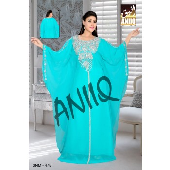 Sea Green   Embroidered   Faux Georgette   Farasha