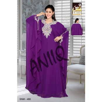 Purple   Embroidered   Faux Georgette   Farasha