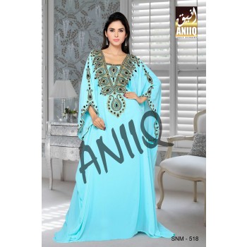 Sky Blue  Embroidered  Faux Georgette  Farasha