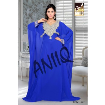 Royal Blue  Embroidered  Faux Georgette  Farasha