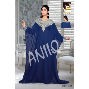 Navy Blue  Embroidered  Faux Georgette  Farasha