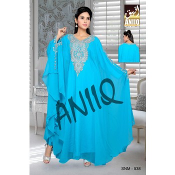 Sky Blue  Embroidered  Faux Georgette  Farasha