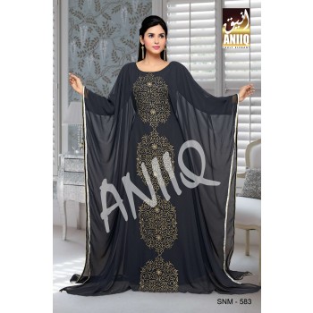 Black  Embroidered  Faux Georgette  Farasha