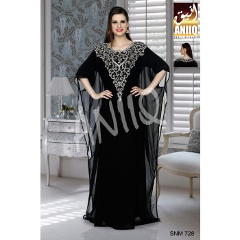 Black   Embroidered   Faux Georgette   Farasha