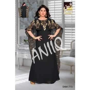 Black   Embroidered   Faux Georgette   Farasha