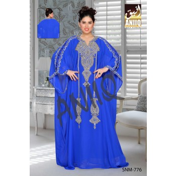 Royal Blue   Embroidered   Faux Georgette   Farasha