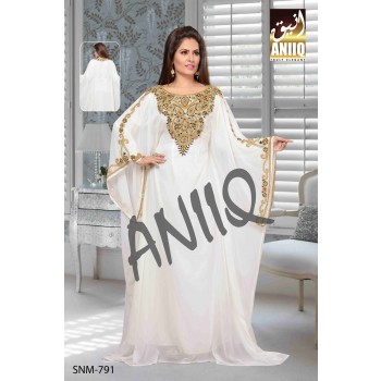 Off White   Embroidered   Faux Georgette   Farasha